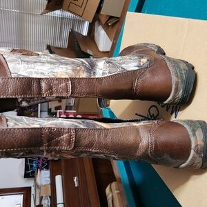 Brown and Camouflage Tall Boots